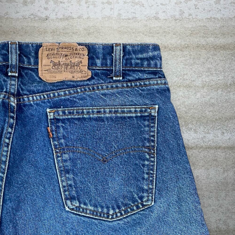 Vintage 80s Orange Tab Levis 505 Jeans 36x32 Regular Straight Leg Medium Wash - Picture 3 of 6